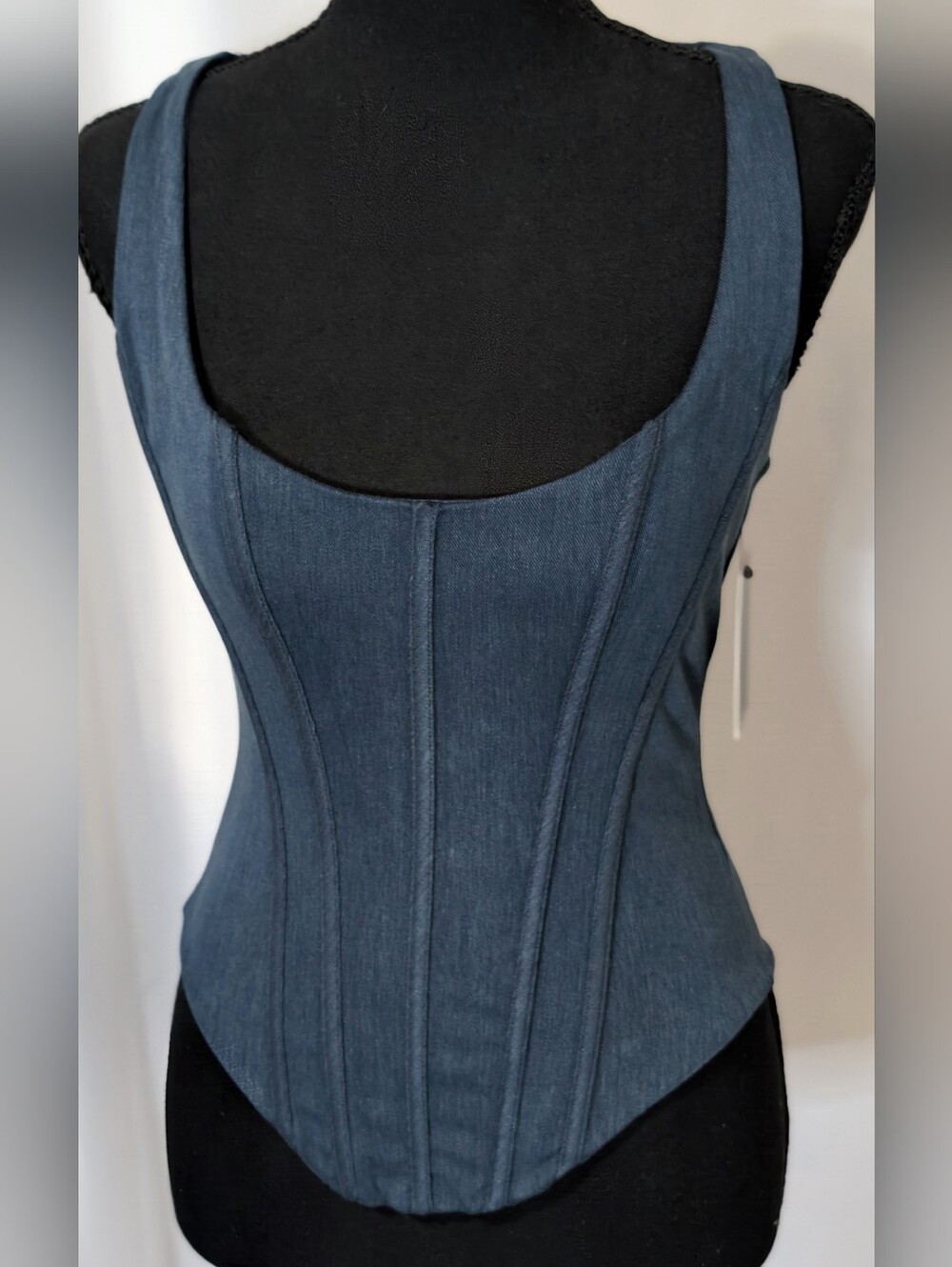 NWT JLUXLABEL Sierra Medium Wash Denim Corset Top XS